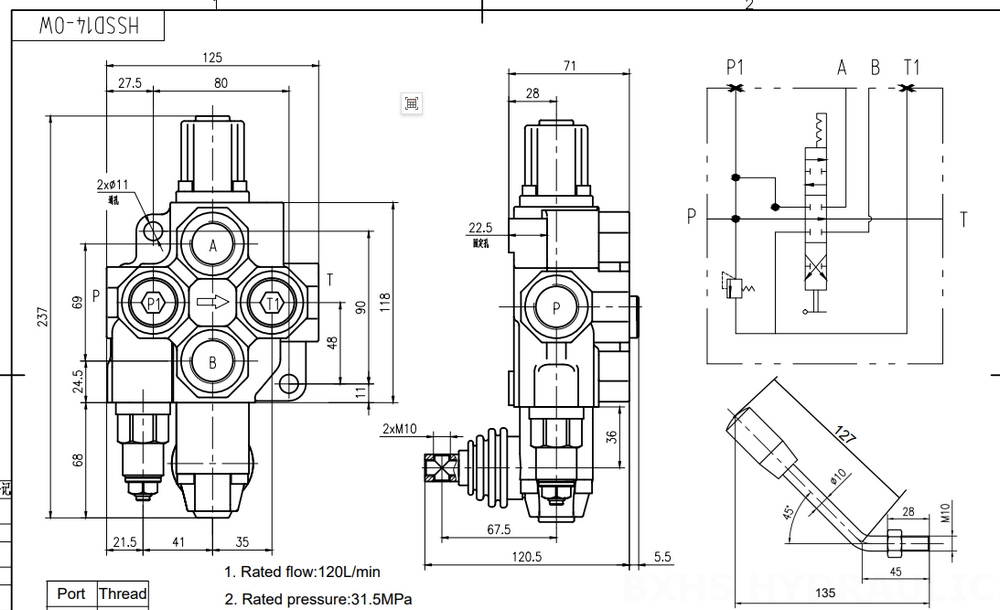 SD14 Manuale 1 Spool Valvola direzionale monoblocco drawing image