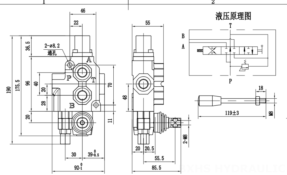 SD4 Manuale 1 Spool Valvola direzionale monoblocco drawing image