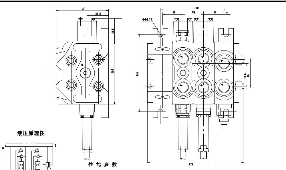 DCV60 Cavo 3 Spool Valvola direzionale sezionale drawing image