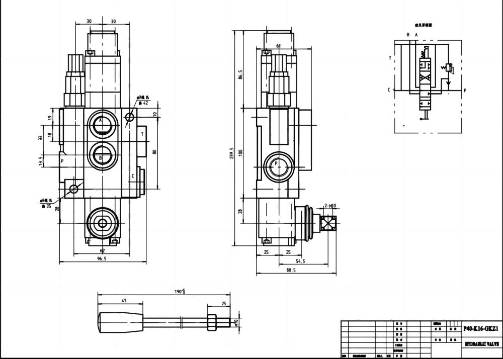 P40-QTW1 Manuale 1 Spool Valvola direzionale monoblocco drawing image