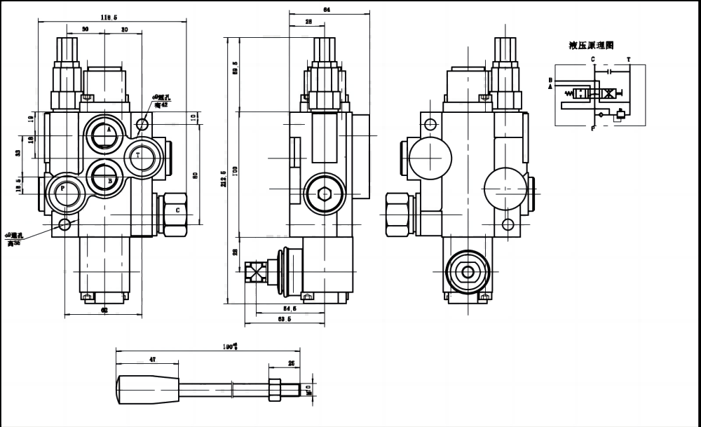 P40J Manuale 1 Spool Valvola direzionale monoblocco drawing image