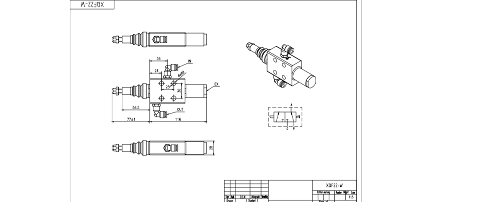 XQF-22W Pneumatico 1 Spool Valvola direzionale monoblocco drawing image