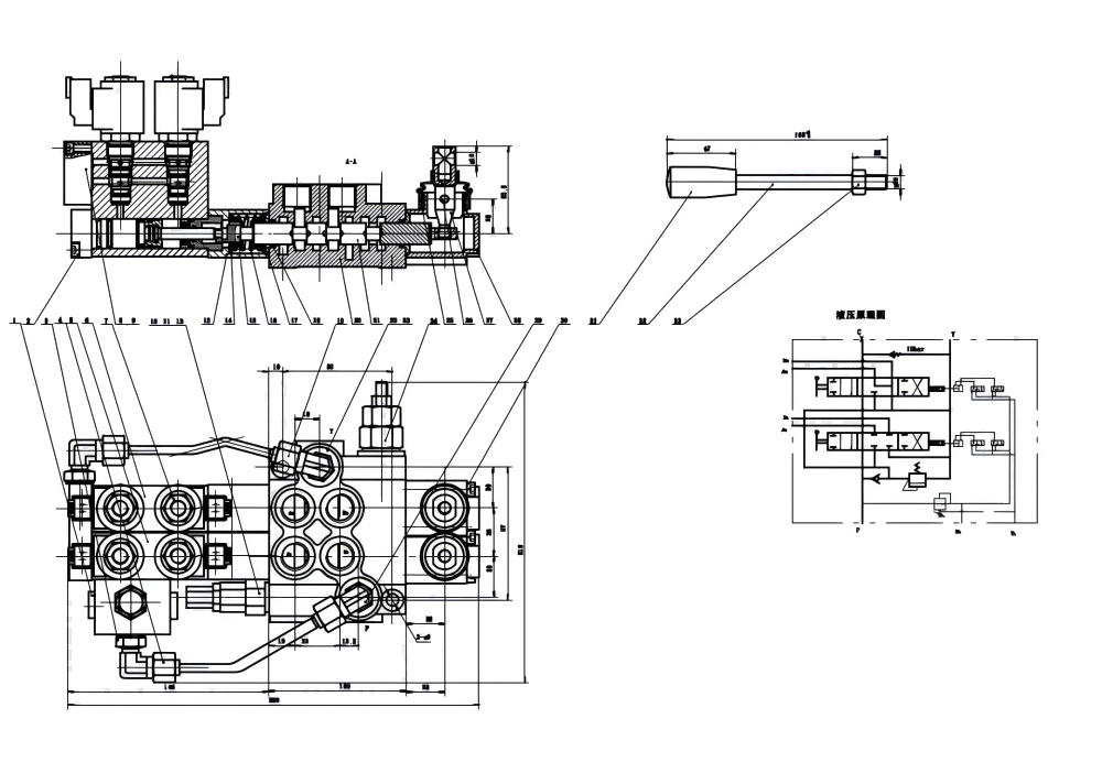 P40 Elettroidraulico 2 Spool Valvola direzionale monoblocco drawing image