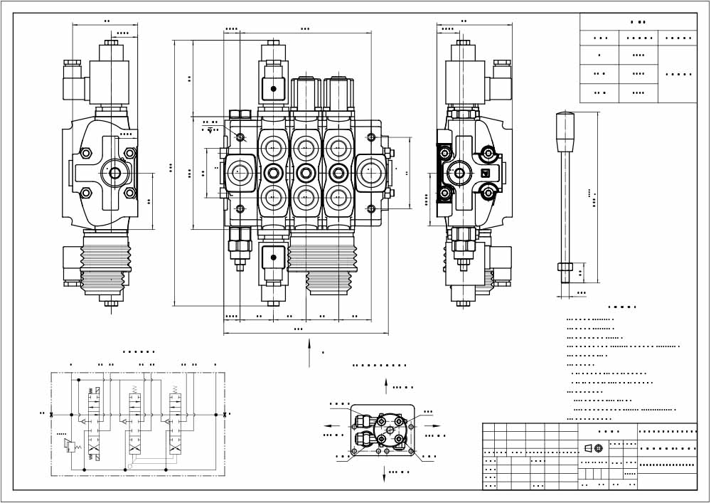 SD8 Solenoide e joystick 3 Spool Valvola direzionale sezionale drawing image