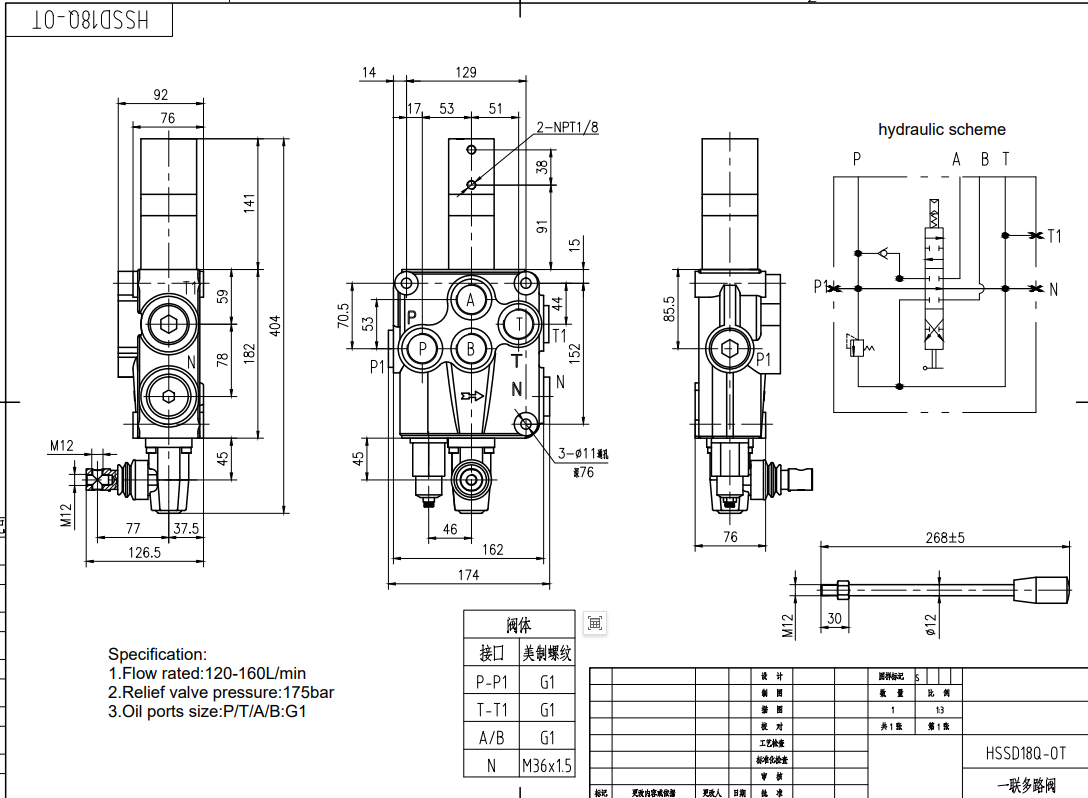 SD18 Pneumatico 1 Spool Valvola direzionale monoblocco drawing image