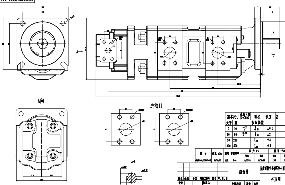 JHP2080-2080-1016 80 cc/rev Pompa a ingranaggi idraulica drawing image