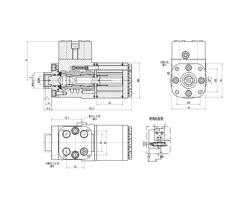 BZZ5-E500C 500 ml/r 38 L/min Unità di Sterzo drawing image