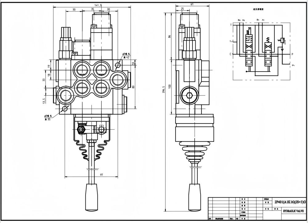 P40-G12-G38-OT-QTW1 Manuale e joystick 2 Spool Valvola direzionale monoblocco drawing image