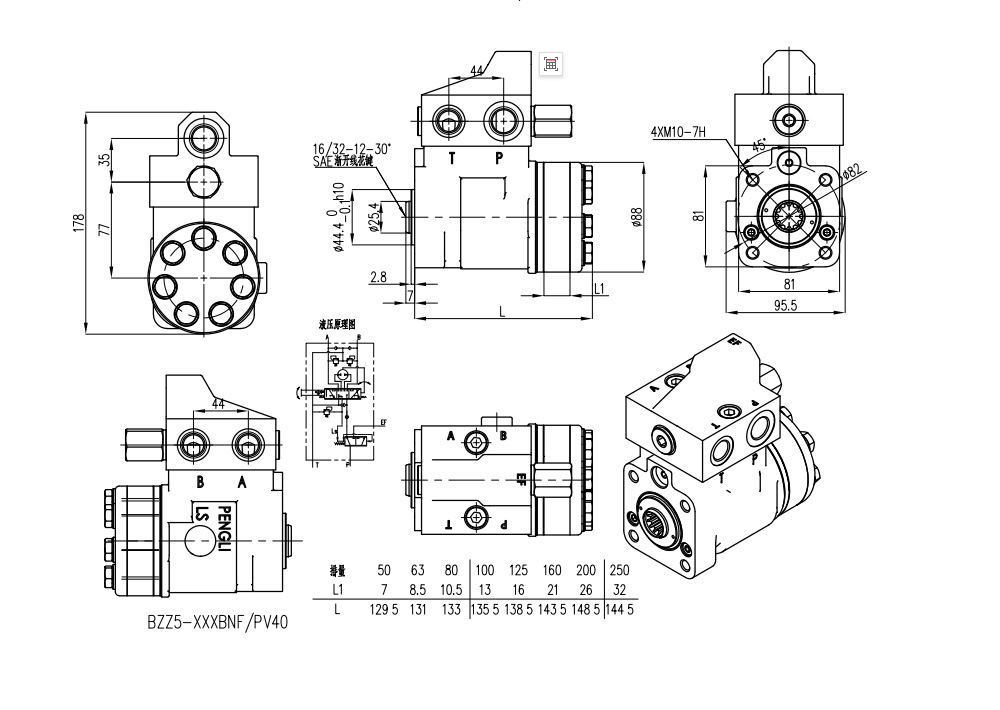 101S-5T-50-PV40 50 ml/r 5 L/min Unità di Sterzo drawing image
