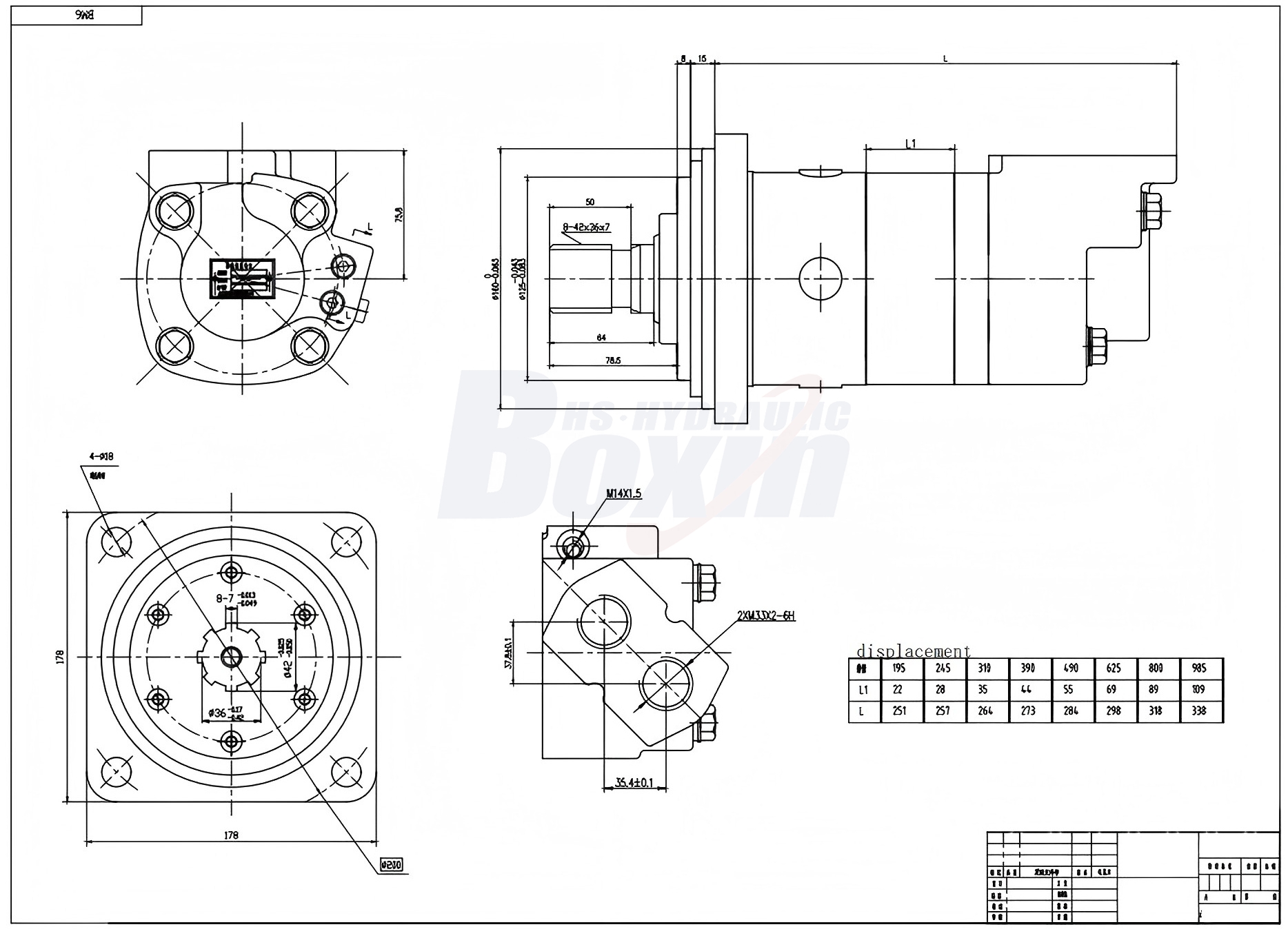 Motore Idraulico a Cicloidale BM6-2 245 cc/giro 150 L/min Motore Idraulico drawing image