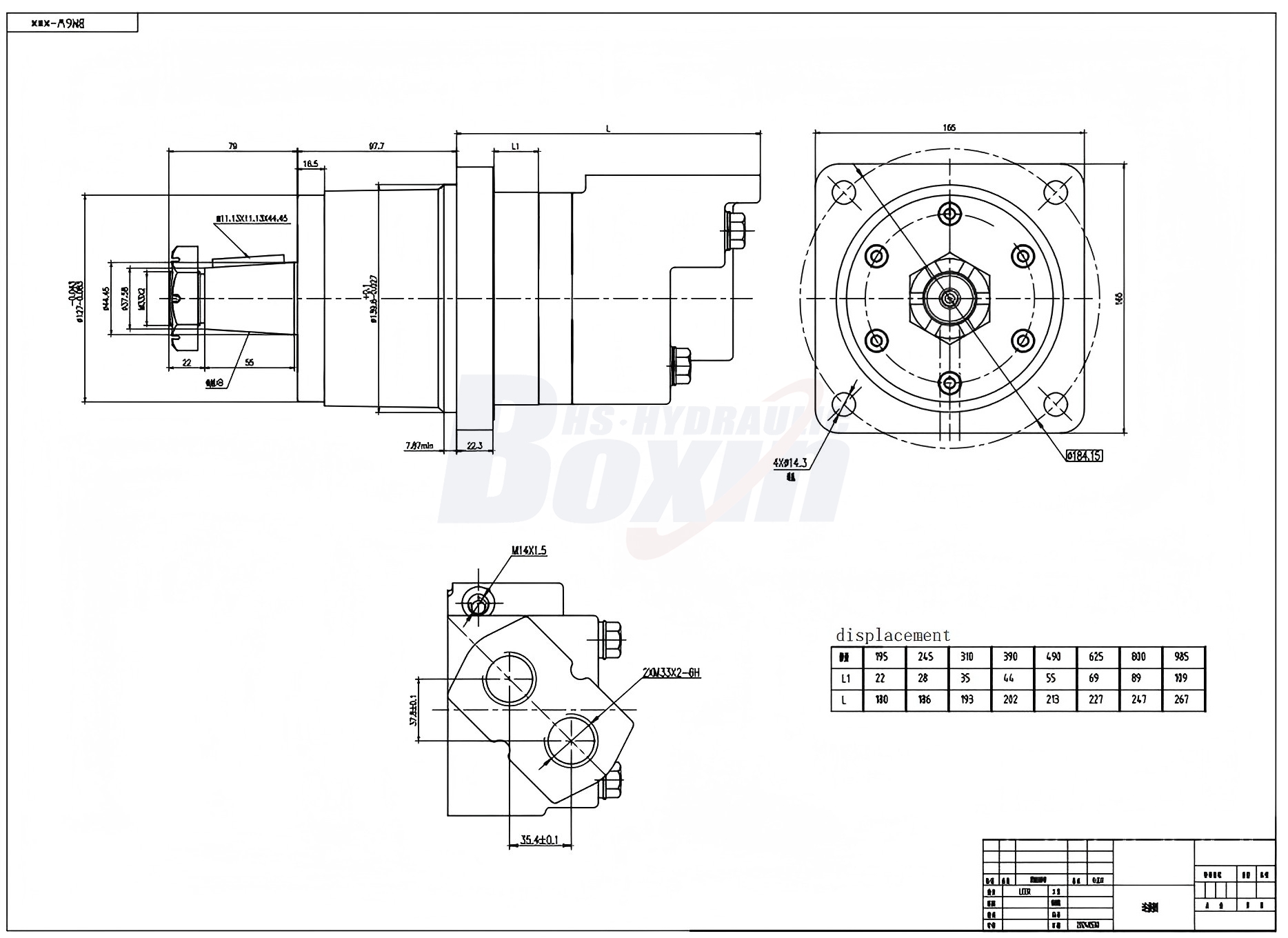 Motore idraulico a cicloide BM6W 310 cc/giro 150 L/min Motore Idraulico drawing image