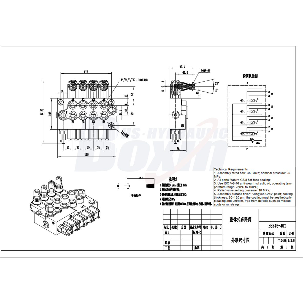 Strategic Business Partnership Opportunities for HS45 Manual 4 Spool Monoblock Directional Valve drawing image