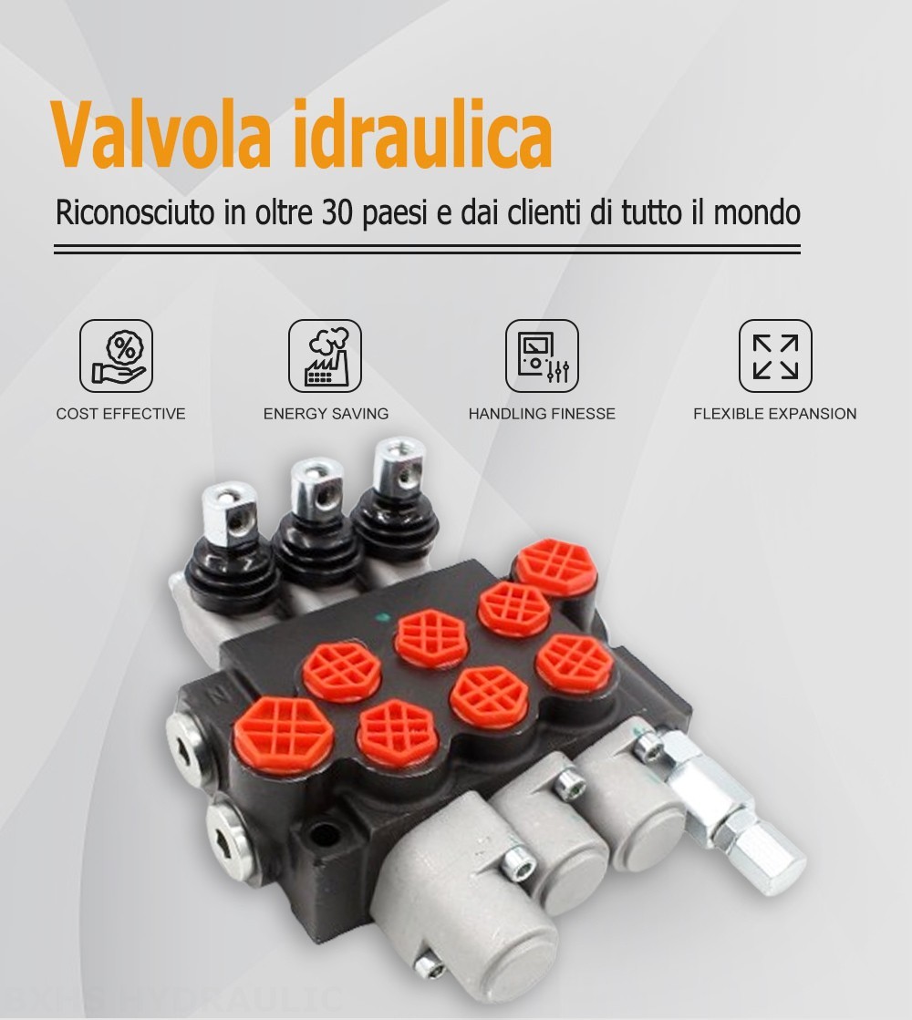 P40-G12-G38-OT-OT-OT Manuale 3 Spool Valvola direzionale monoblocco